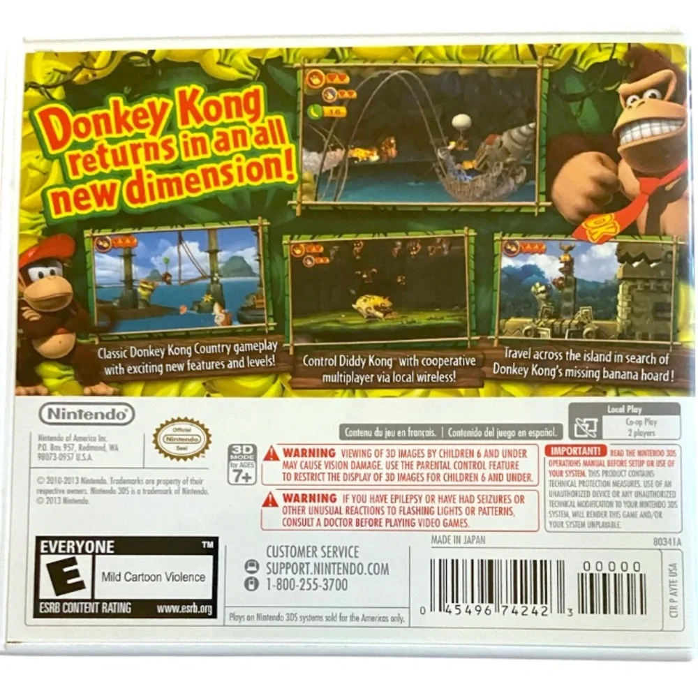 Donkey Kong Country Returns 3D Nintendo 3DS Tested CIB TESTED Original Owner